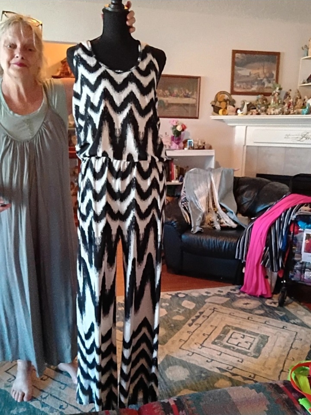 Magic Black and White Chevron Jumpsuit